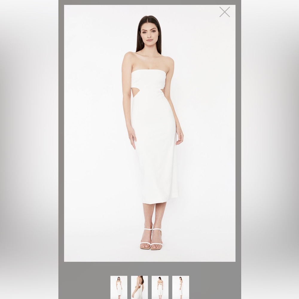 VALERIE STRAPLESS DRESS IN ORCHID WHITE from BARDOT